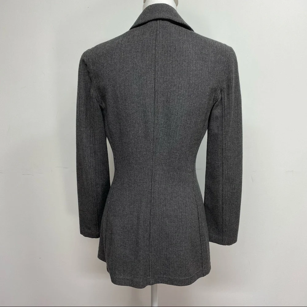 Vintage Giorgio Armani Giacca Donna Double Breasted Charcoal Gray Knit Blazer - Picture 2 of 13